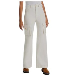 DL1961 Hepburn Wide Leg Vintage Eggshell Cargo High Waist Jeans Sz 29